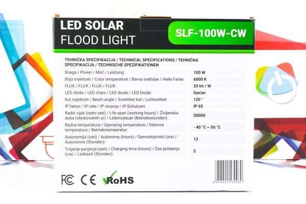 LED solarni reflektor 100W Green Tech SLF-100W-CW IP 65 - Slika 10