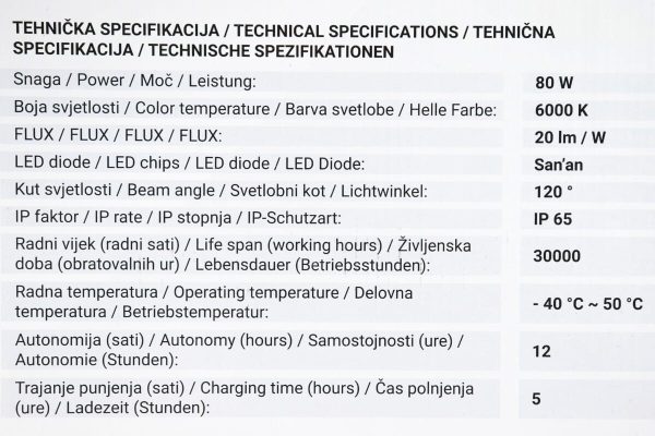 LED solarna ulična rasvjeta GreenTech SLX-80W-CW 80W - Slika 13