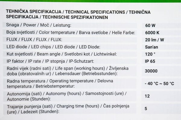 LED solarna ulična rasvjeta GreenTech SLX-60W-CW 60W - Slika 15