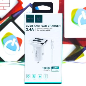 Brzi auto punjač sa kablom QH-D24 lightning 5V2,4A 1m