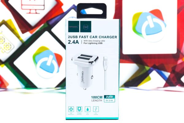 Brzi auto punjač sa kablom QH-D24 lightning 5V2,4A 1m