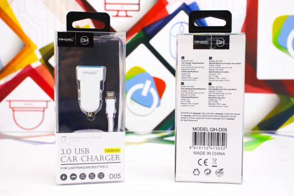 Auto punjač s kablom Lightning USB 3.0 QH-D05