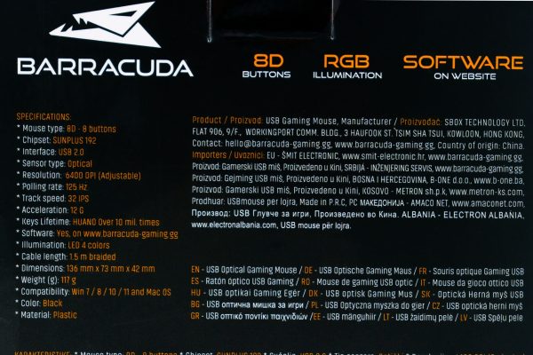 Gaming miš Barracuda Raptor 6400dpi BGM-051 Black RGB - Slika 2