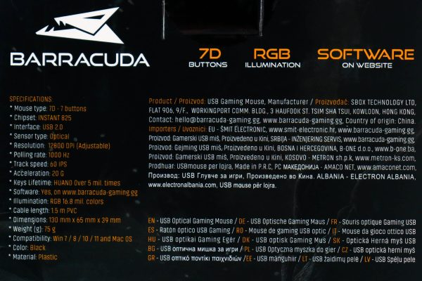 Gaming miš Barracuda Nautilus 12800dpi BGM-011 Black RGB - Slika 2