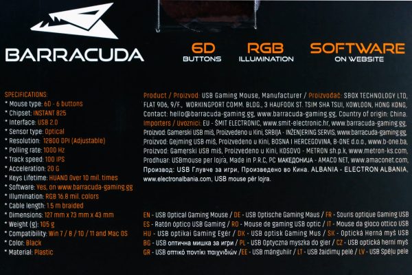 Gaming miš Barracuda Coral 12800dpi BGM-031 Black RGB - Slika 2