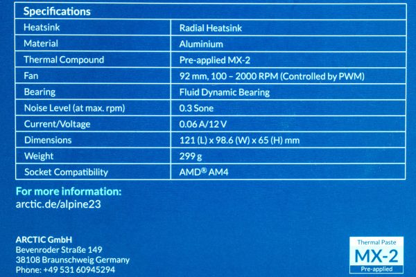 Cooler za CPU Arctic Alpine 23 AMD AM4 - Slika 2