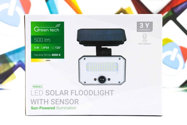 LED solarni reflektor 5W Green Tech Venus-L sa senzorom