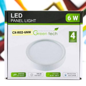 LED panel Green Tech 6W 4200K nadgradbeni okrugli