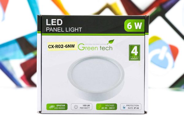 LED panel Green Tech 6W 4200K nadgradbeni okrugli