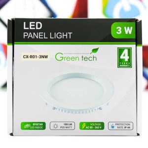 LED panel Green Tech 3W 4200K ugradbeni okrugli