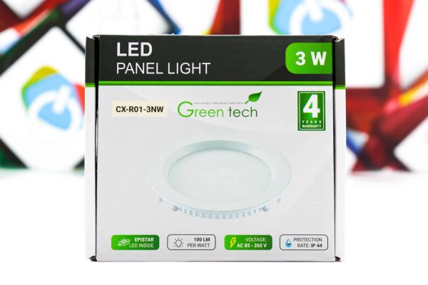 LED panel Green Tech 3W 4200K ugradbeni okrugli