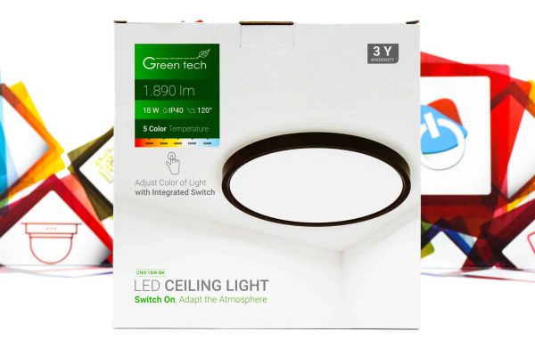 LED panel Green Tech 18W nadgradbeni okrugli 5 Color