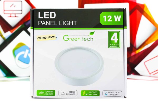 LED panel Green Tech 12W 4200K nadgradbeni okrugli