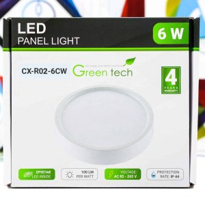 LED panel Green Tech 6W 6500K nadgradbeni okrugli