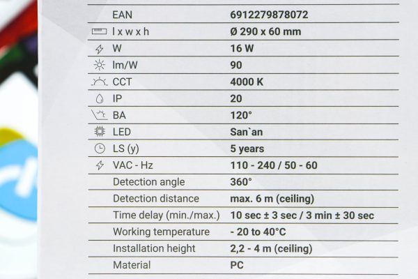 LED plafonjera sa senzorom Green Tech CLS-77B-16W-NW 16W 4000K - Slika 2