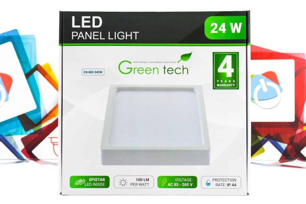 LED panel Green Tech 24W 6500K nadgradbeni kvadratni
