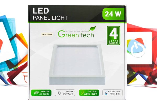 LED panel Green Tech 24W 4200K nadgradbeni kvadratni