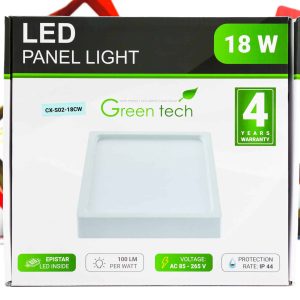 LED panel Green Tech 18W 6500K nadgradbeni kvadratni