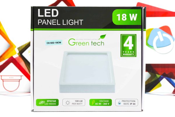 LED panel Green Tech 18W 6500K nadgradbeni kvadratni
