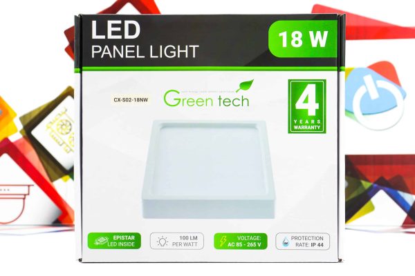 LED panel Green Tech 18W 4200K nadgradbeni kvadratni