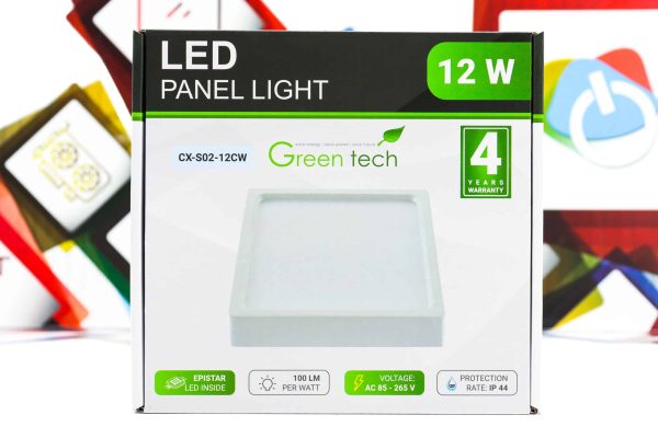 LED panel Green Tech 12W 6500K nadgradbeni kvadratni