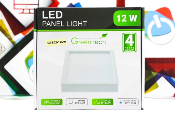 LED panel Green Tech 12W 4200K nadgradbeni kvadratni