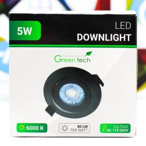 Ugradbena LED sijalica Green Tech downlight 1x5W 6000K crna