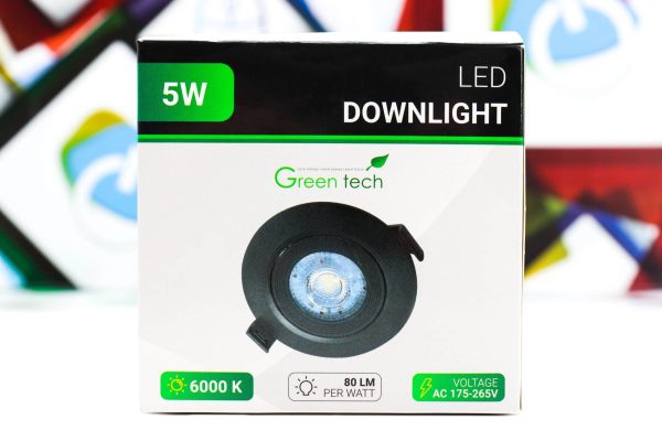 Ugradbena LED sijalica Green Tech downlight 1x5W 6000K crna