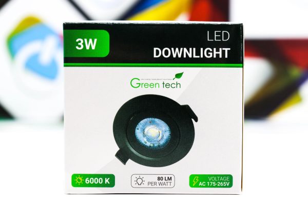 Ugradbena LED sijalica Green Tech downlight 1x3W 6000K crna