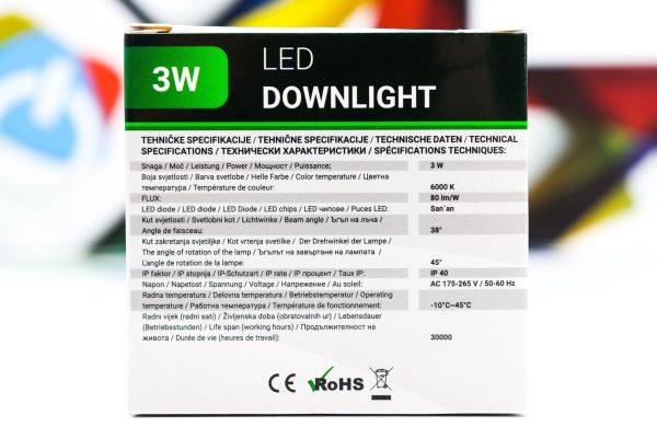 Ugradbena LED sijalica Green Tech downlight 1x3W 6000K crna - Slika 2