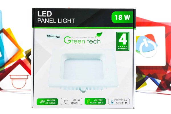 LED panel Green Tech 18W 6500K ugradbeni kvadratni