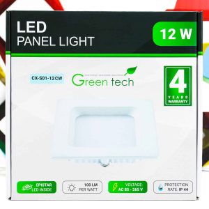 LED panel Green Tech 12W 6500K ugradbeni kvadratni