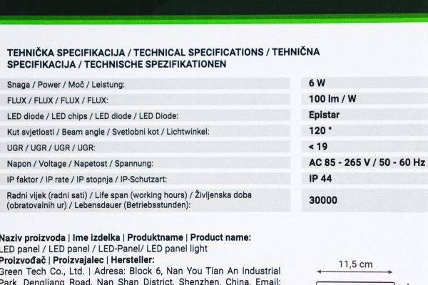 LED panel Green Tech 6W 4200K ugradbeni kvadratni - Slika 2