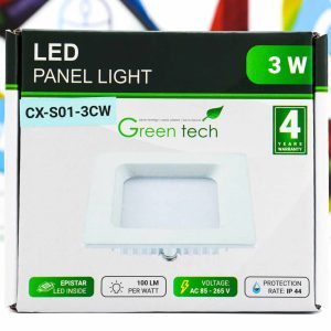 LED panel Green Tech 3W 6500K ugradbeni kvadratni