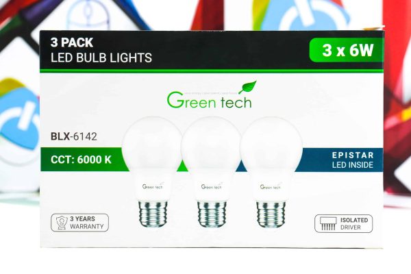 LED sijalica Green Tech BLX-6142 set 3x 6W E27 6000K