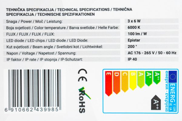 LED sijalica Green Tech BLX-6142 set 3x 6W E27 6000K - Slika 2