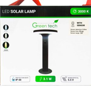 LED solarna vrtna lampa Green Tech SLS-148-1S sa senzorom 3000K