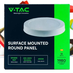 LED panel V-TAC 18W VT-60018 6500K nadgradbeni okrugli