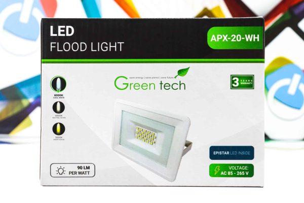 LED Reflektor Green Tech 20W APX-20-WH 90lm IP65 6000K bijeli
