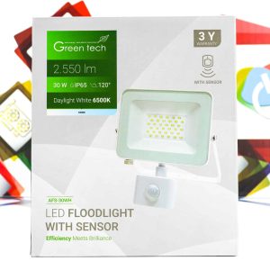 LED Reflektor sa senzorom Green Tech 30W AFS-30WH 2550lm IP65 6500K bijeli