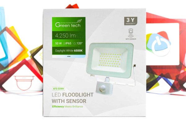 LED Reflektor sa senzorom Green Tech 50W AFS-50WH 4250lm IP65 6500K bijeli