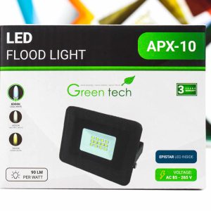 LED Reflektor Green Tech 10W APX-10 90lm IP65 6000K crni
