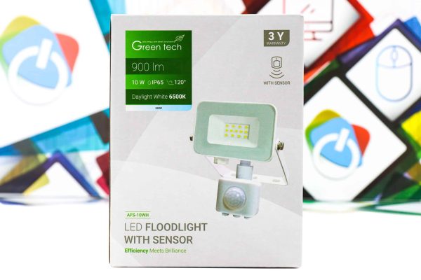 LED Reflektor sa senzorom Green Tech 10W AFS-10WH 900lm IP65 6500K bijeli