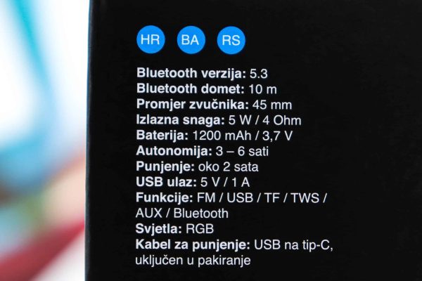 Bluetooth zvučnik Gigatech B305 WiFi bežični RGB 5W - Slika 2