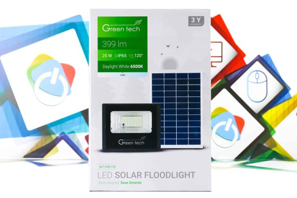 LED solarni reflektor 25W Green Tech SLF-25W-CW IP65 6500K