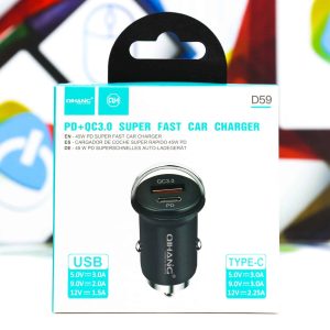 Brzi auto punjač Qihang QH-D59 Type-C USB 3.0 45W