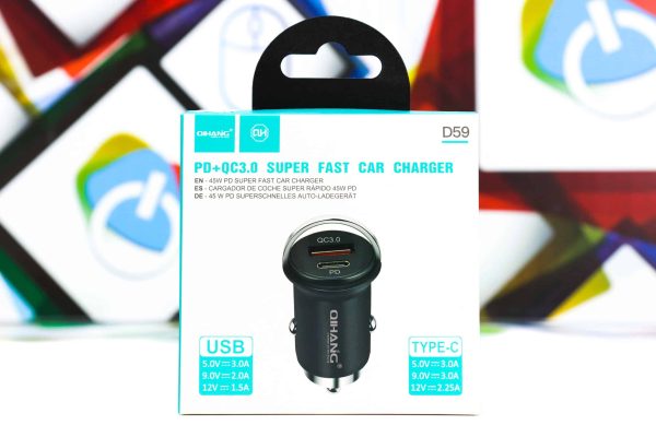 Brzi auto punjač Qihang QH-D59 Type-C USB 3.0 45W