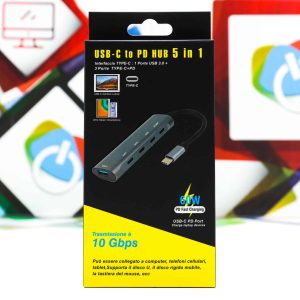 USB-C to PD HUB x4 Type-C x1 USB 3.0 port 5u1