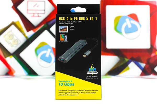 USB-C to PD HUB x4 Type-C x1 USB 3.0 port 5u1