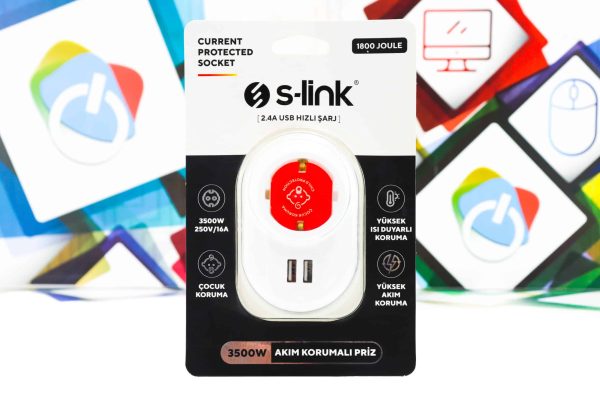 Strujni utikač S-link SL-09 16A 3500W sa 2 USB porta